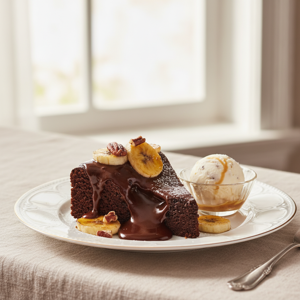 Photo de Recette de gâteau chocolat banane fondant et moelleux