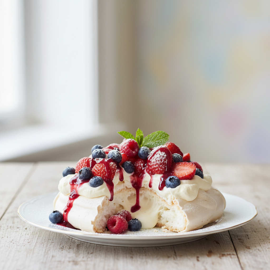 Photo de Recette de pavlova traditionnelle au cœur moelleux