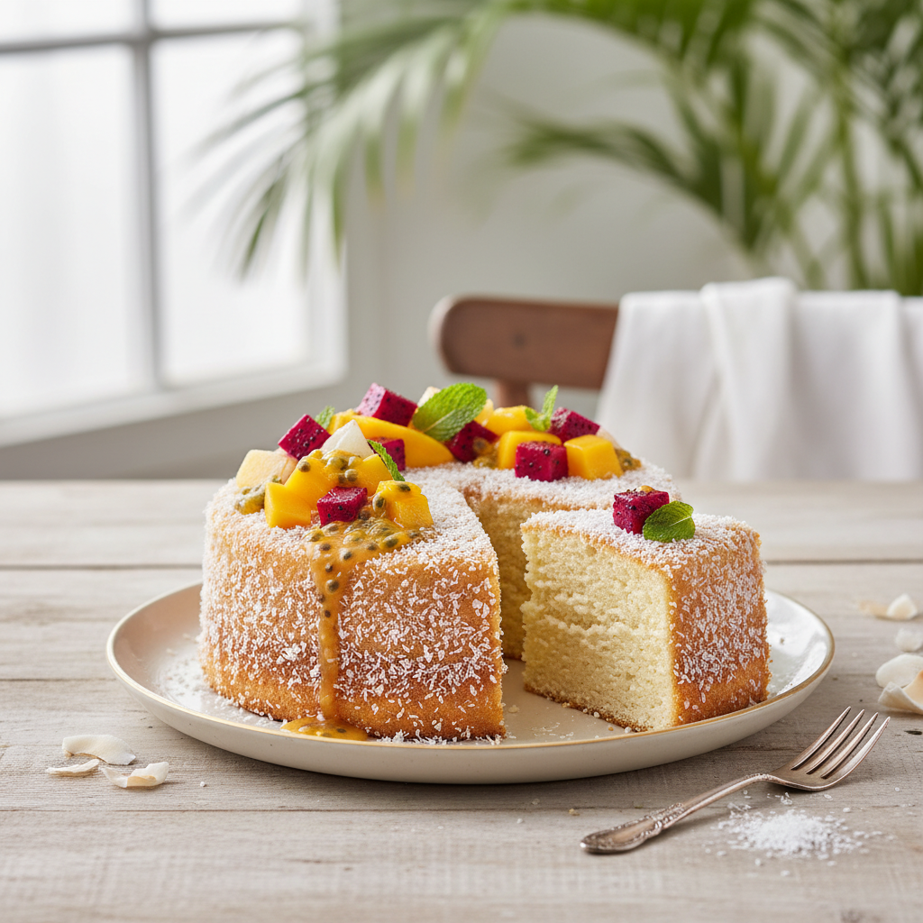 Photo de Recette de gâteau noix de coco moelleux aux notes tropicales