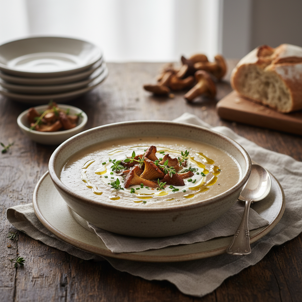 Photo de Recette de soupe aux champignons crémeuse à l'ancienne