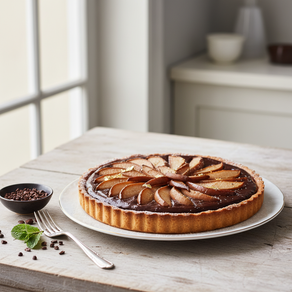 Photo de Recette de tarte aux poires et chocolat noir intense