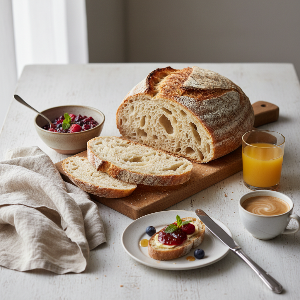 Photo de Recette du pain au levain croustillant et alvéolé