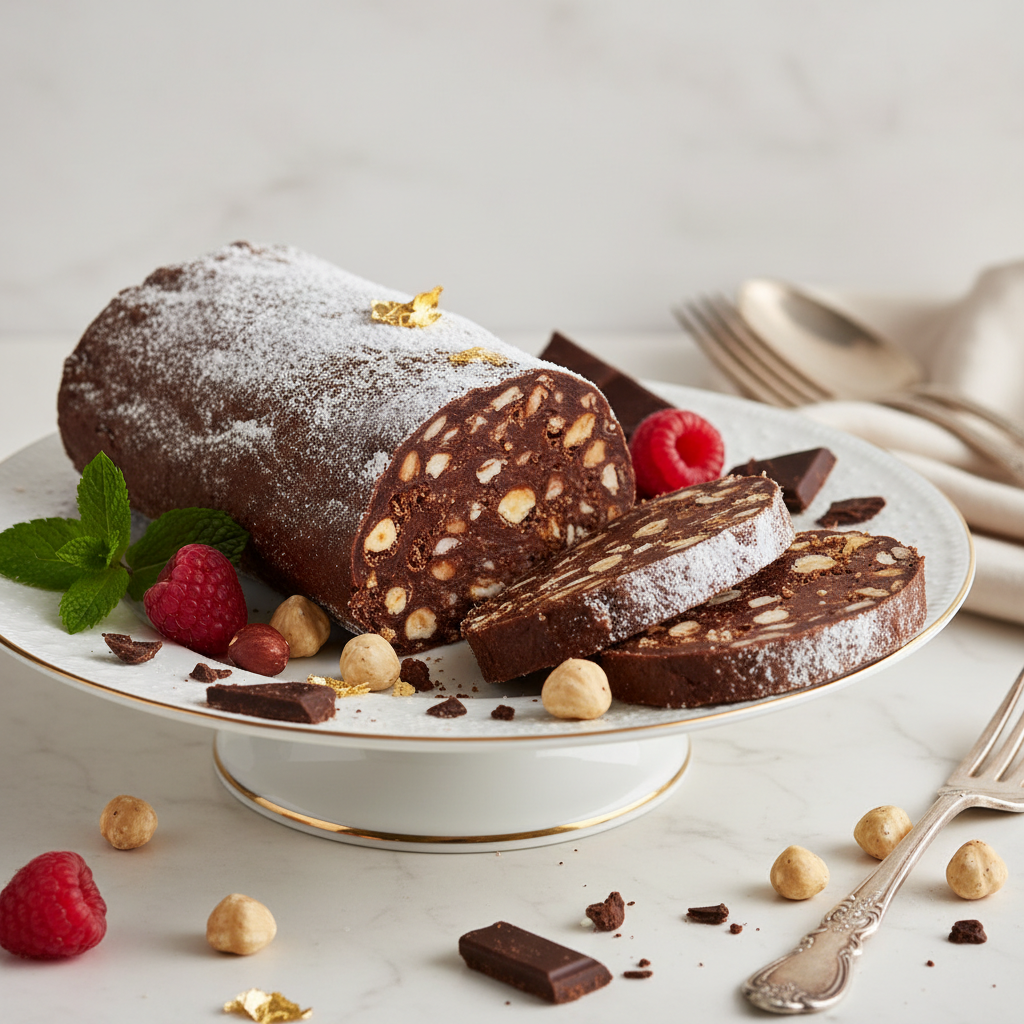 Photo de Recette de saucisson au chocolat noir traditionnel et croquant