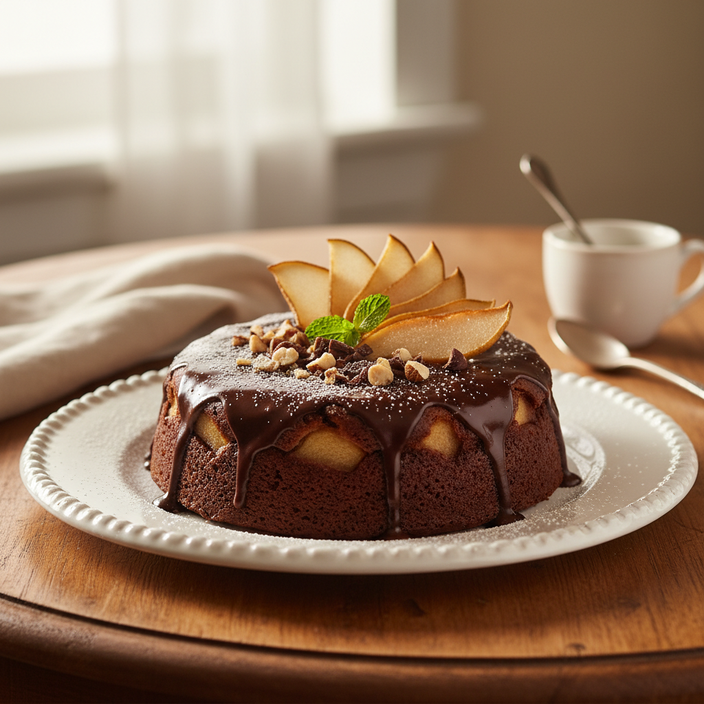 Photo de Recette de gâteau poire chocolat fondant et gourmand