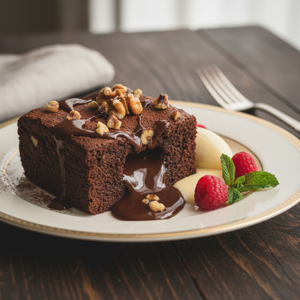 Photo de Recette de brownie aux noix intense et sa texture fondante