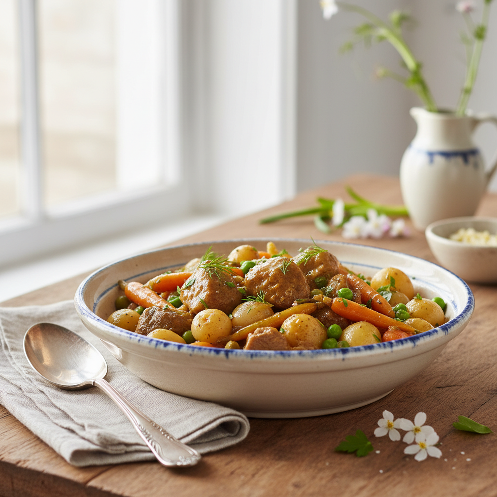 Photo de Recette de navarin d'agneau printanier aux petits légumes
