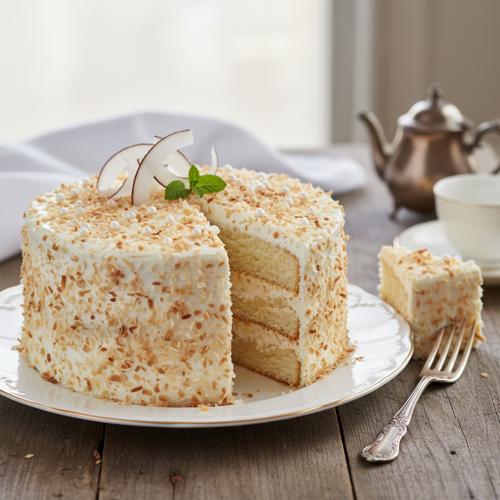 Photo de Recette de gâteau à la noix de coco moelleux et parfumé