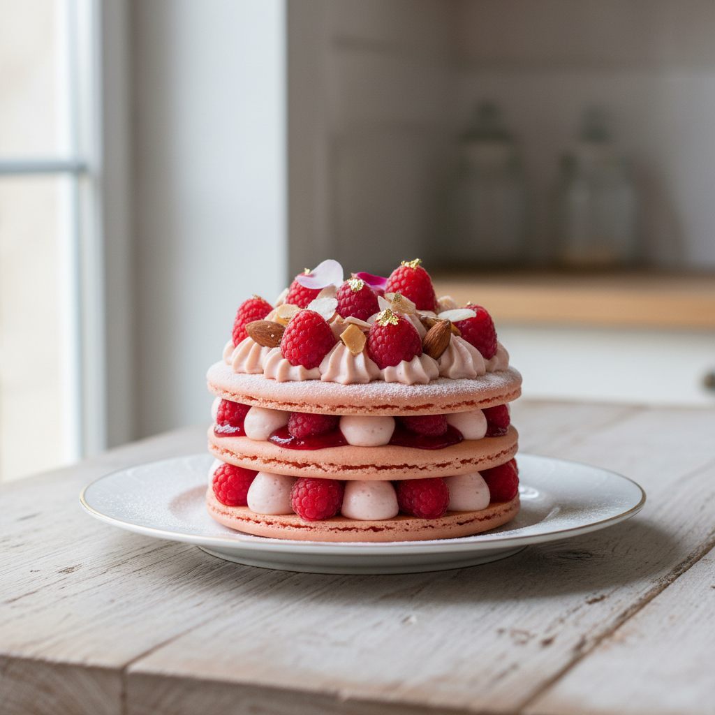 Photo de Recette de la macaronade aux framboises et amandes