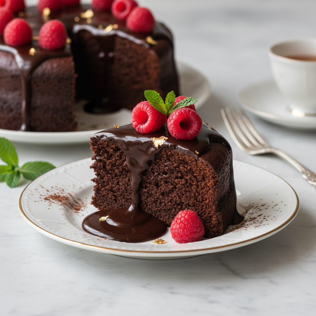Photo de Recette du gâteau au chocolat sans œufs intense et fondant
