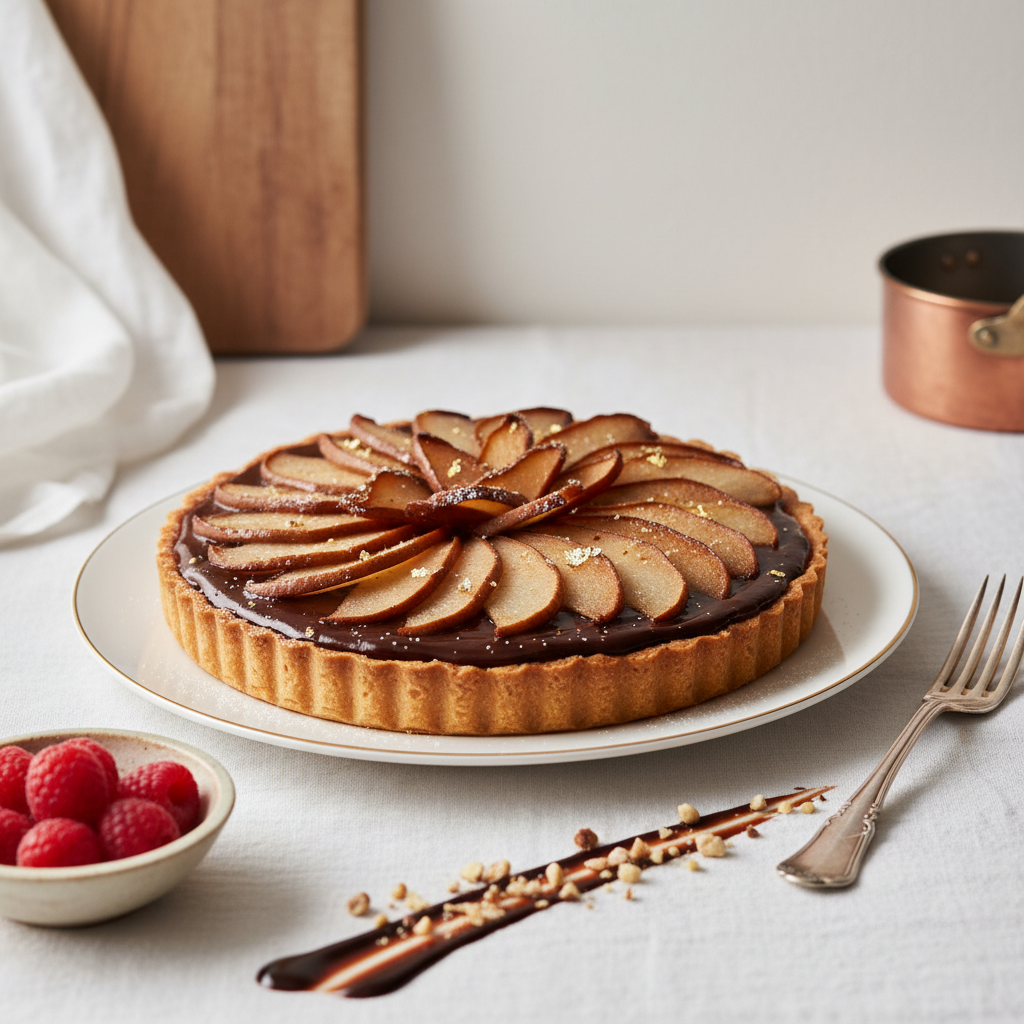 Photo de Recette de tarte aux poires et chocolat noir intense