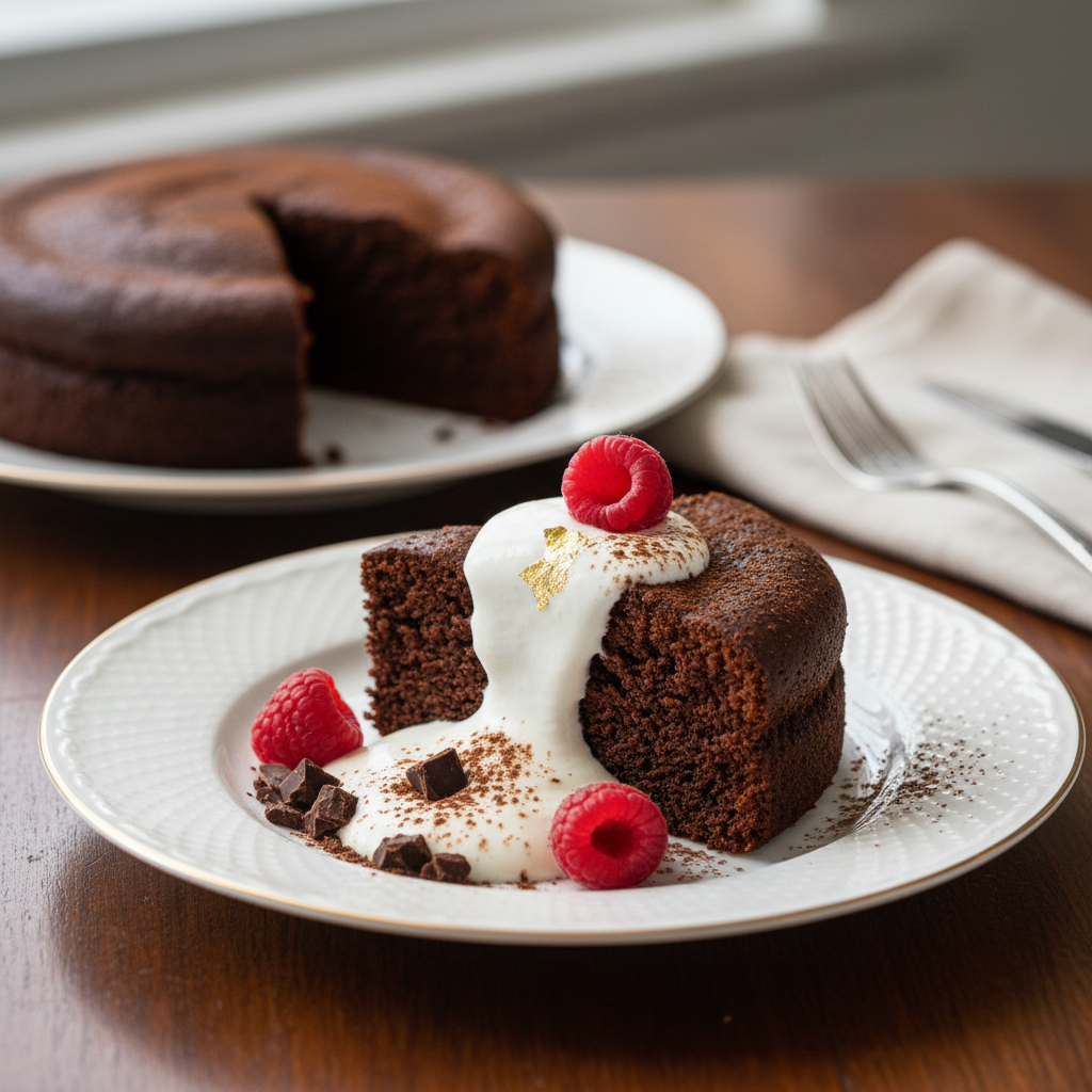 Photo de Recette de gâteau au chocolat au yaourt traditionnel et savoureux