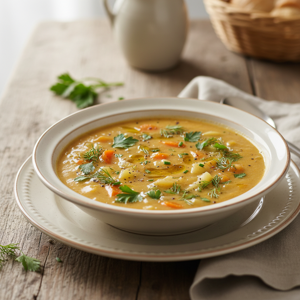 Photo de Recette de soupe de légumes paysanne aux herbes du jardin