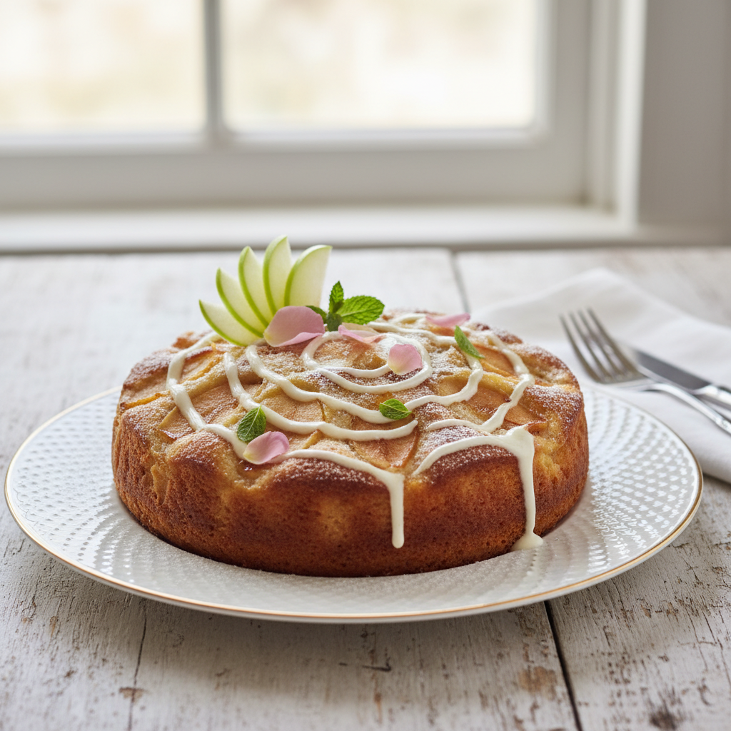 Photo de Recette de gâteau au yaourt aux pommes façon grand-mère