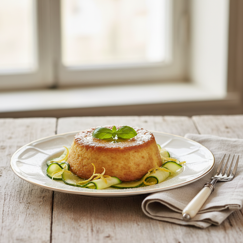 Photo de Recette de flan aux courgettes fondant et sa pointe de basilic
