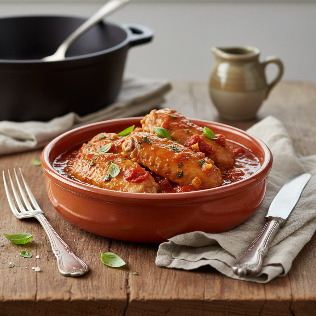 Photo de Recette des ailes de poulet fermier mijotées à la tomate
