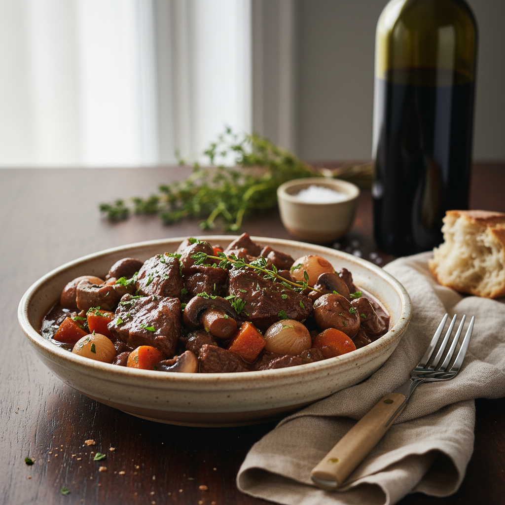 Photo de Recette du boeuf bourguignon traditionnel de grand-mère