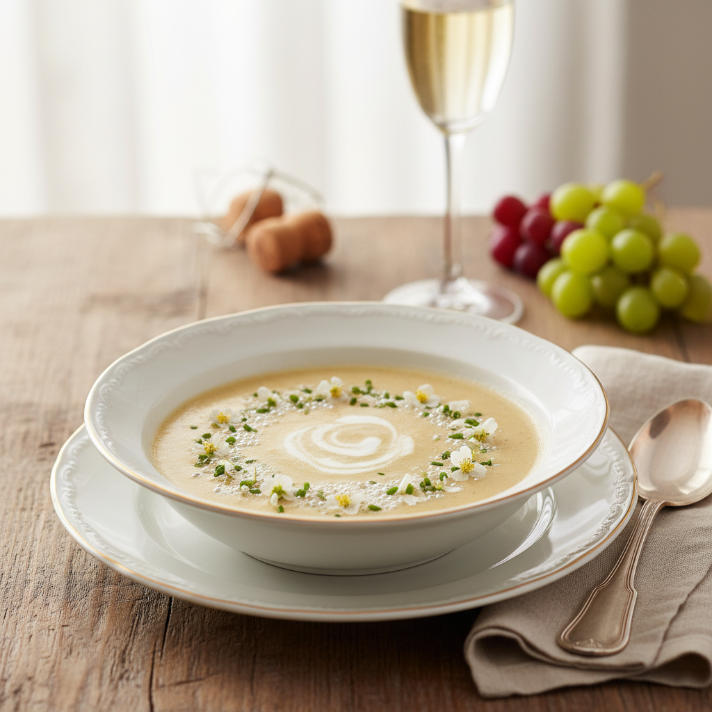Photo de Recette de soupe de champagne pétillante et raffinée
