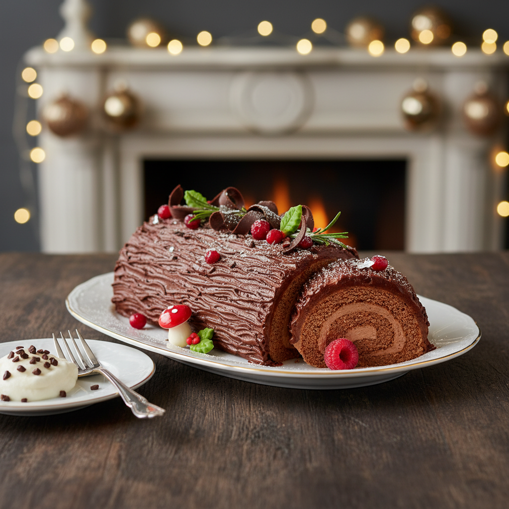 Photo de Recette de la bûche de Noël traditionnelle au chocolat