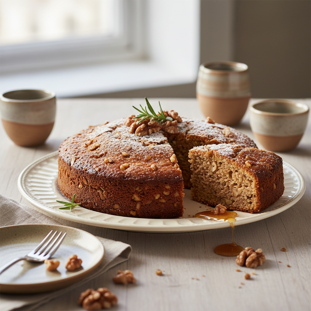 Photo de Recette du gâteau aux noix rustique au goût intense