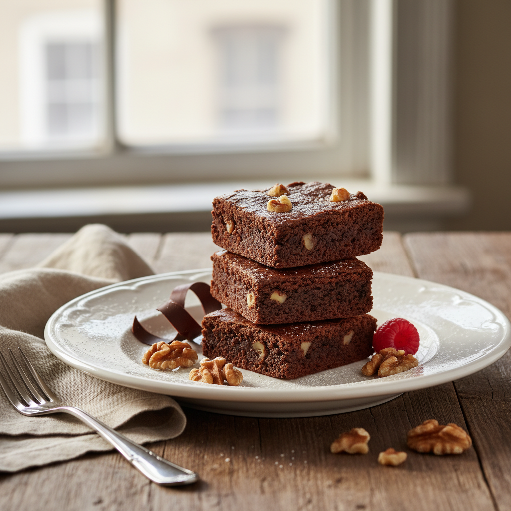 Photo de Recette de brownie au chocolat fondant et cerneaux de noix