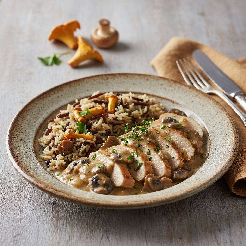 Photo de Recette de l'émincé de poulet à la forestière onctueuse