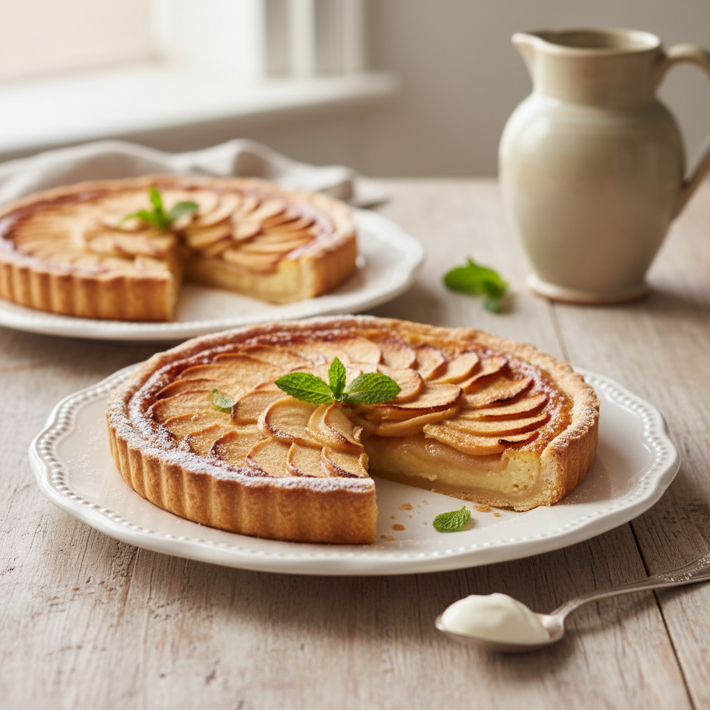 Photo de Recette de l'authentique tarte normande aux pommes et crème