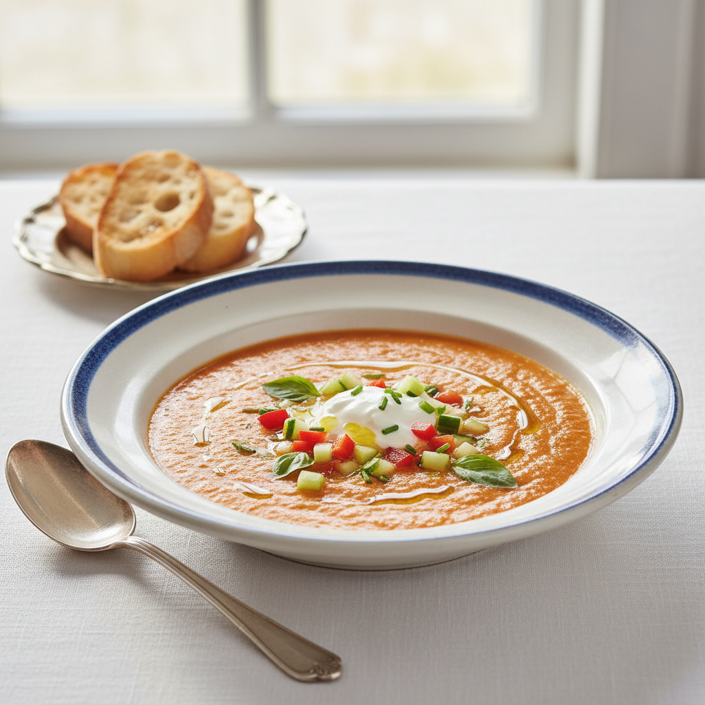 Photo de Recette du gaspacho traditionnel frais et ensoleillé