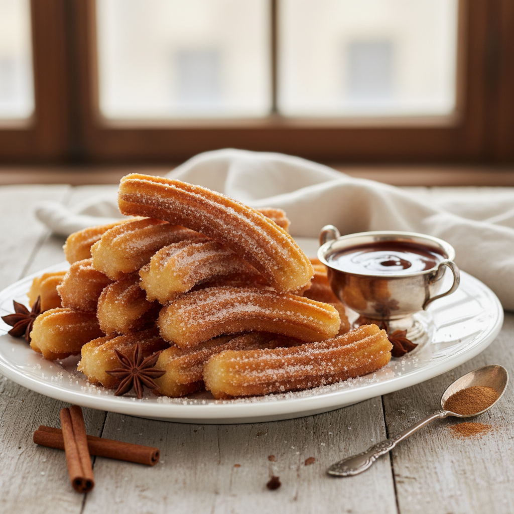 Photo de Recette des churros traditionnels au sucre et cannelle