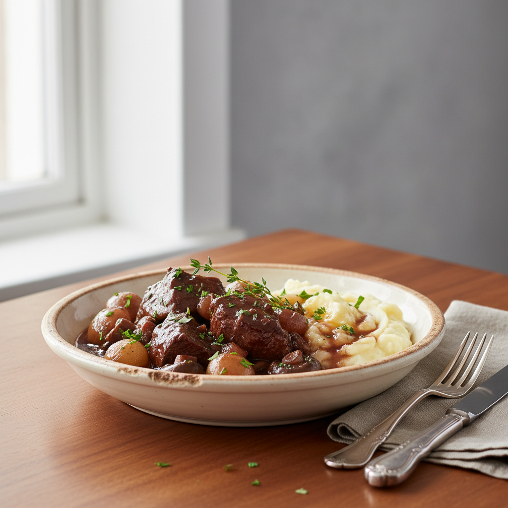 Photo de Recette de bœuf bourguignon à l'ancienne fondant