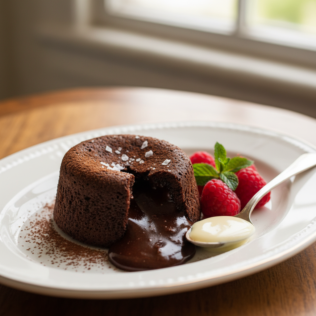Photo de Recette de fondant au chocolat noir et pointe de sel
