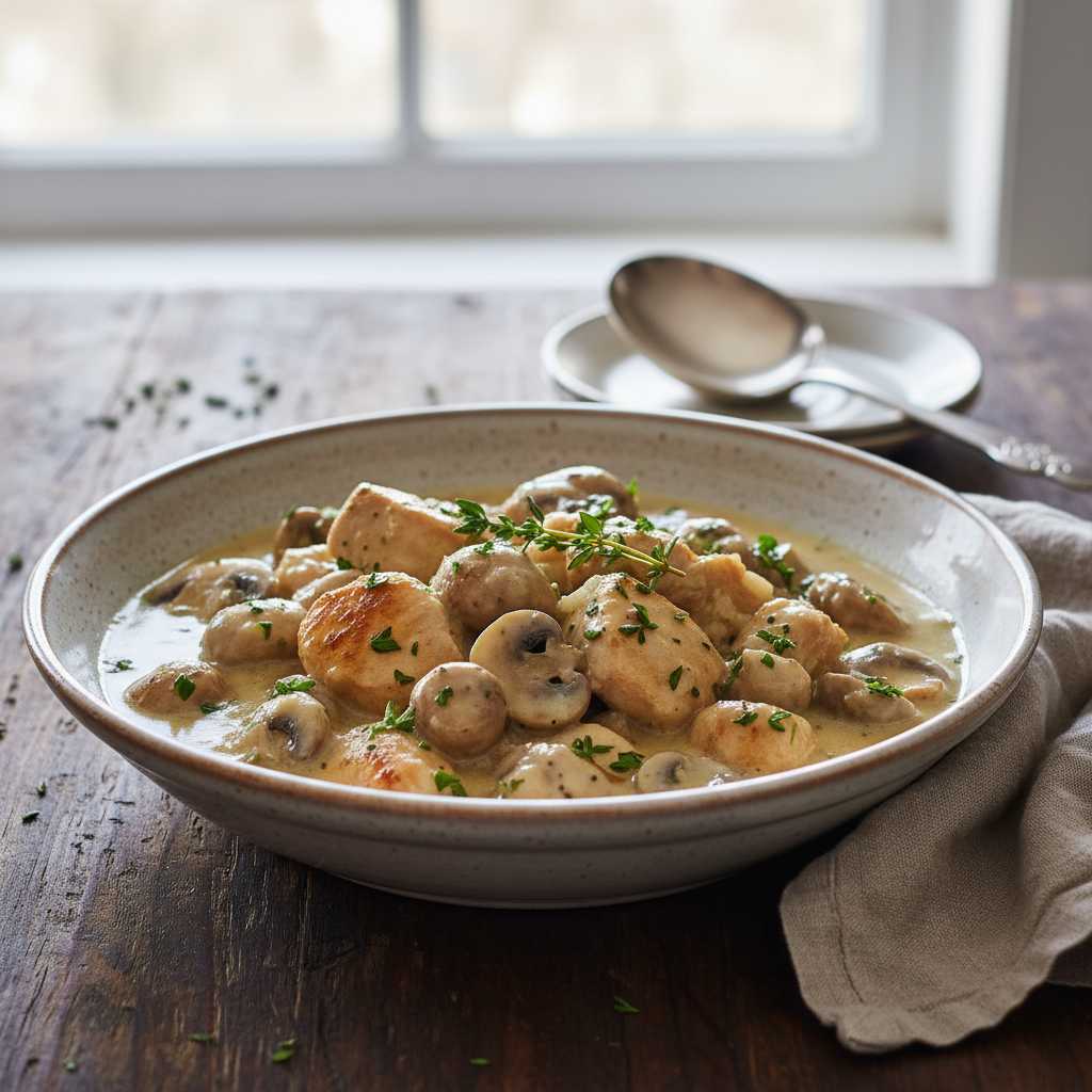 Photo de Recette de la blanquette de dinde onctueuse aux champignons