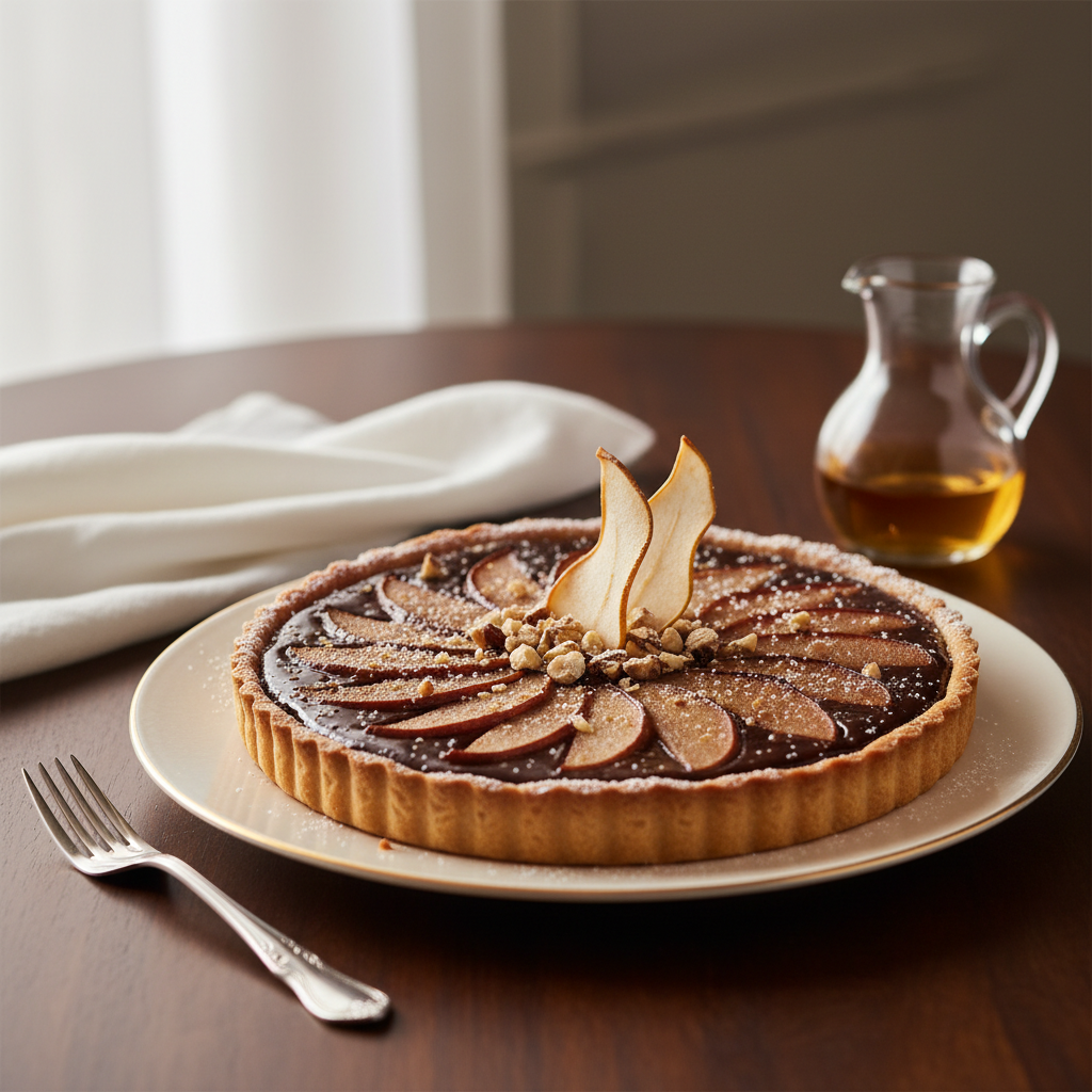 Photo de Recette de la tarte poire chocolat fondante et craquante