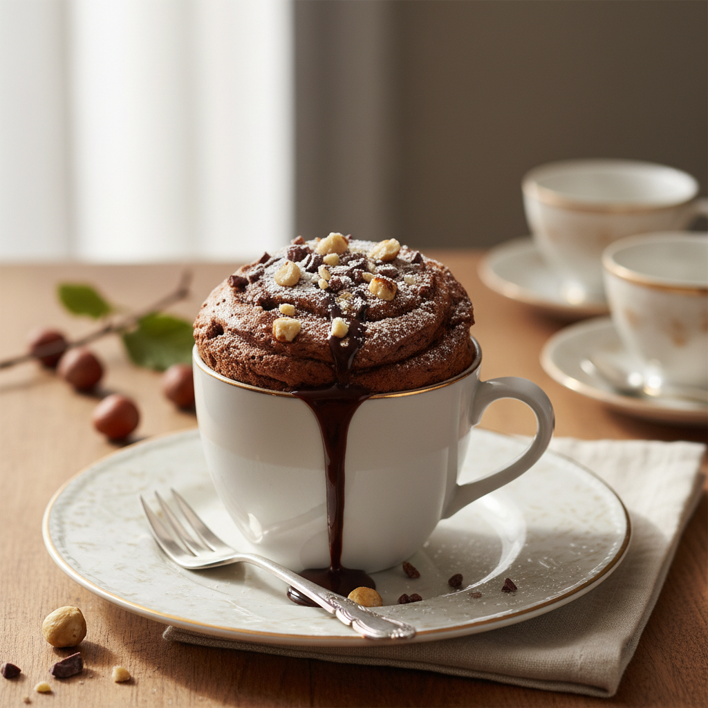 Photo de Recette de mug cake moelleux à la noisette et cacao