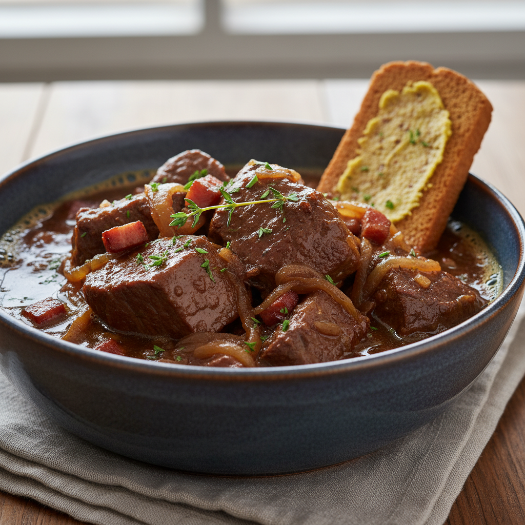 Photo de Recette de carbonade flamande fondante à la bière brune