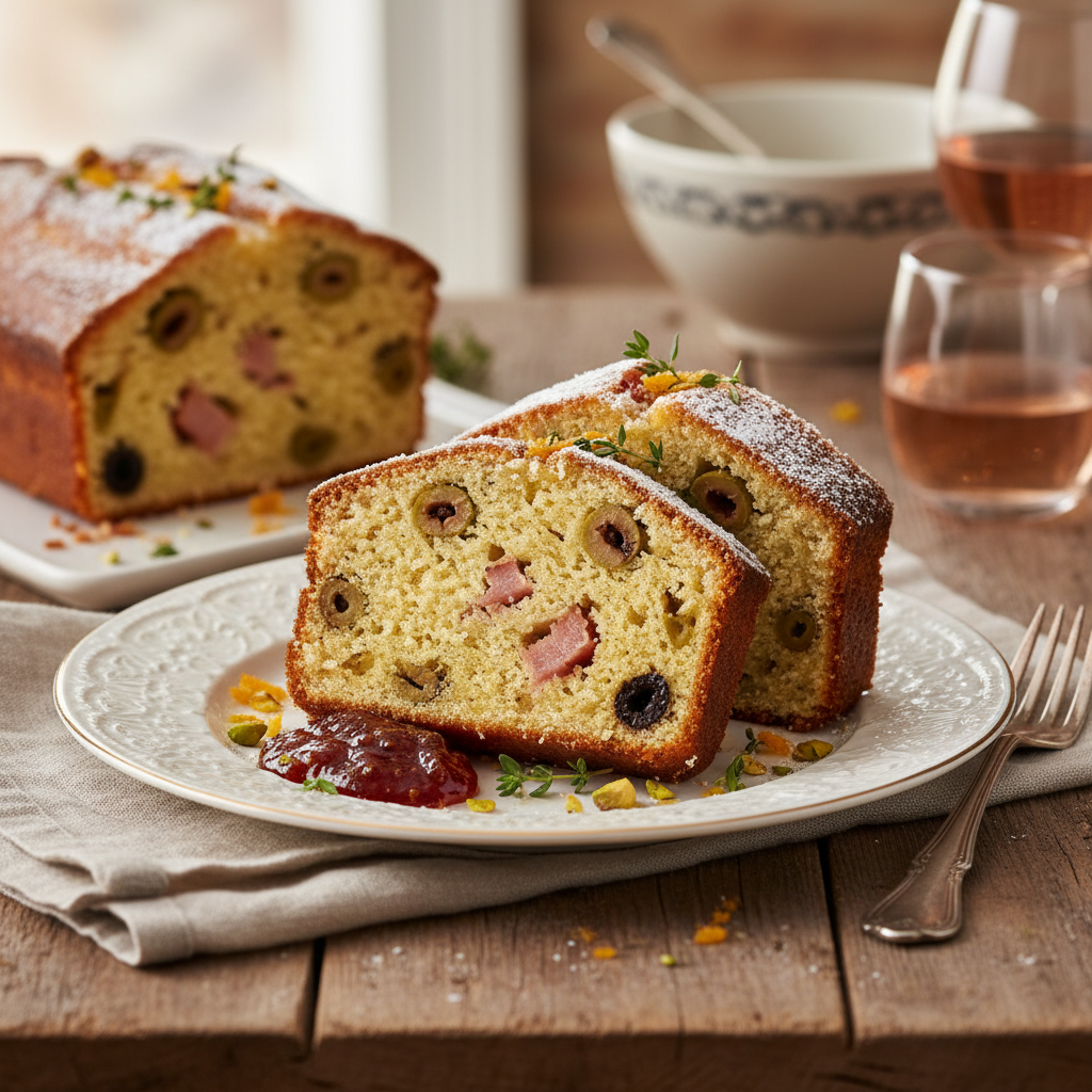 Photo de Recette de cake lardons olives gourmand et très moelleux