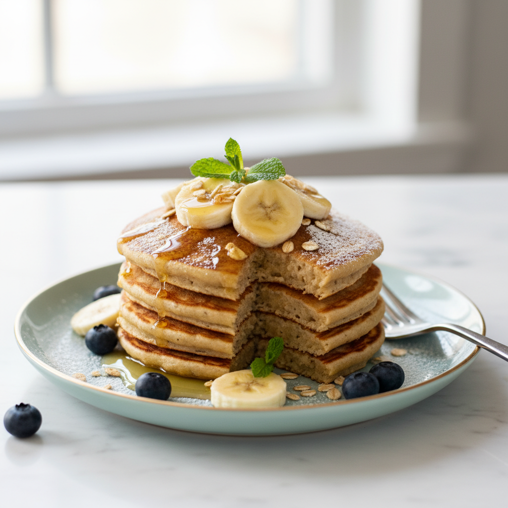 Photo de Recette de pancakes banane et flocons d'avoine fondants