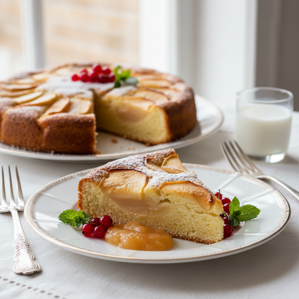 Photo de Recette du gâteau au yaourt aux pommes fondant et fruité