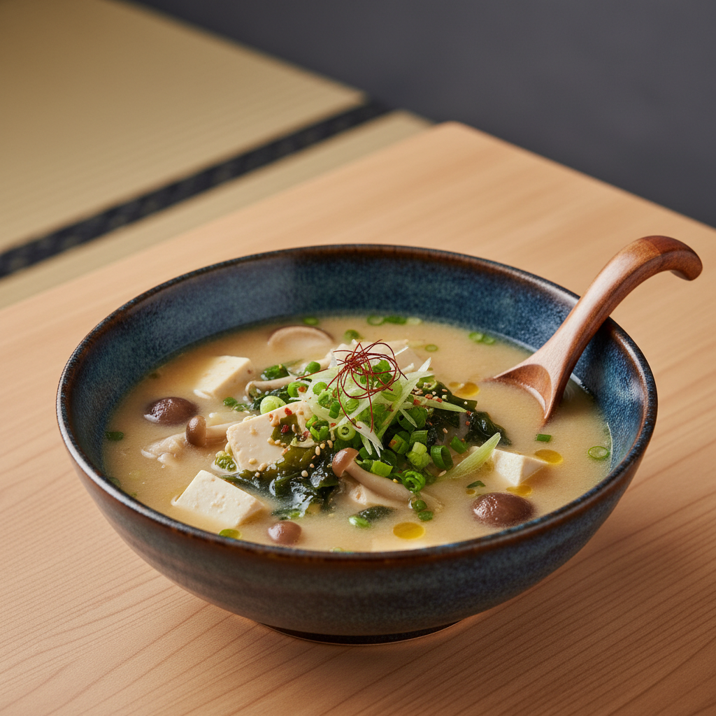 Photo de Recette de soupe miso traditionnelle japonaise