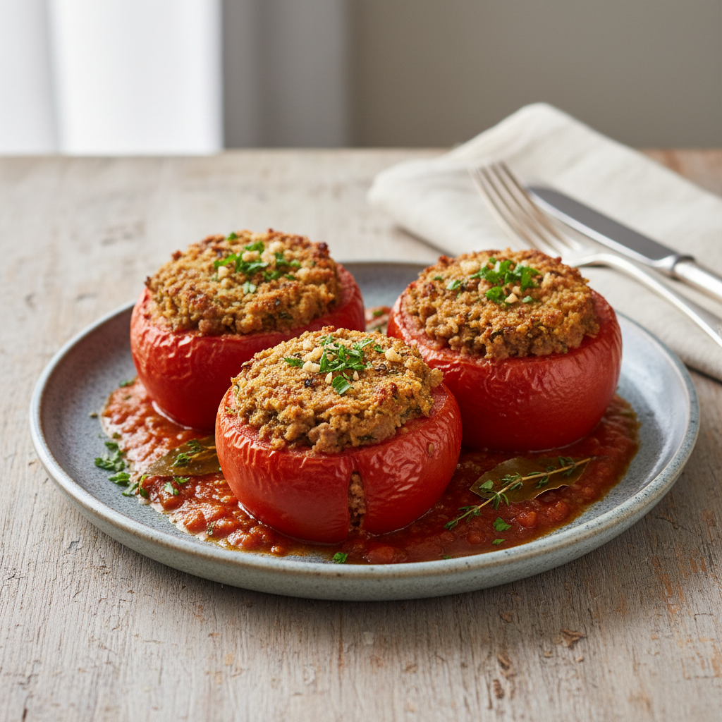 Photo de Recette de tomates farcies à la chair fine et persillade