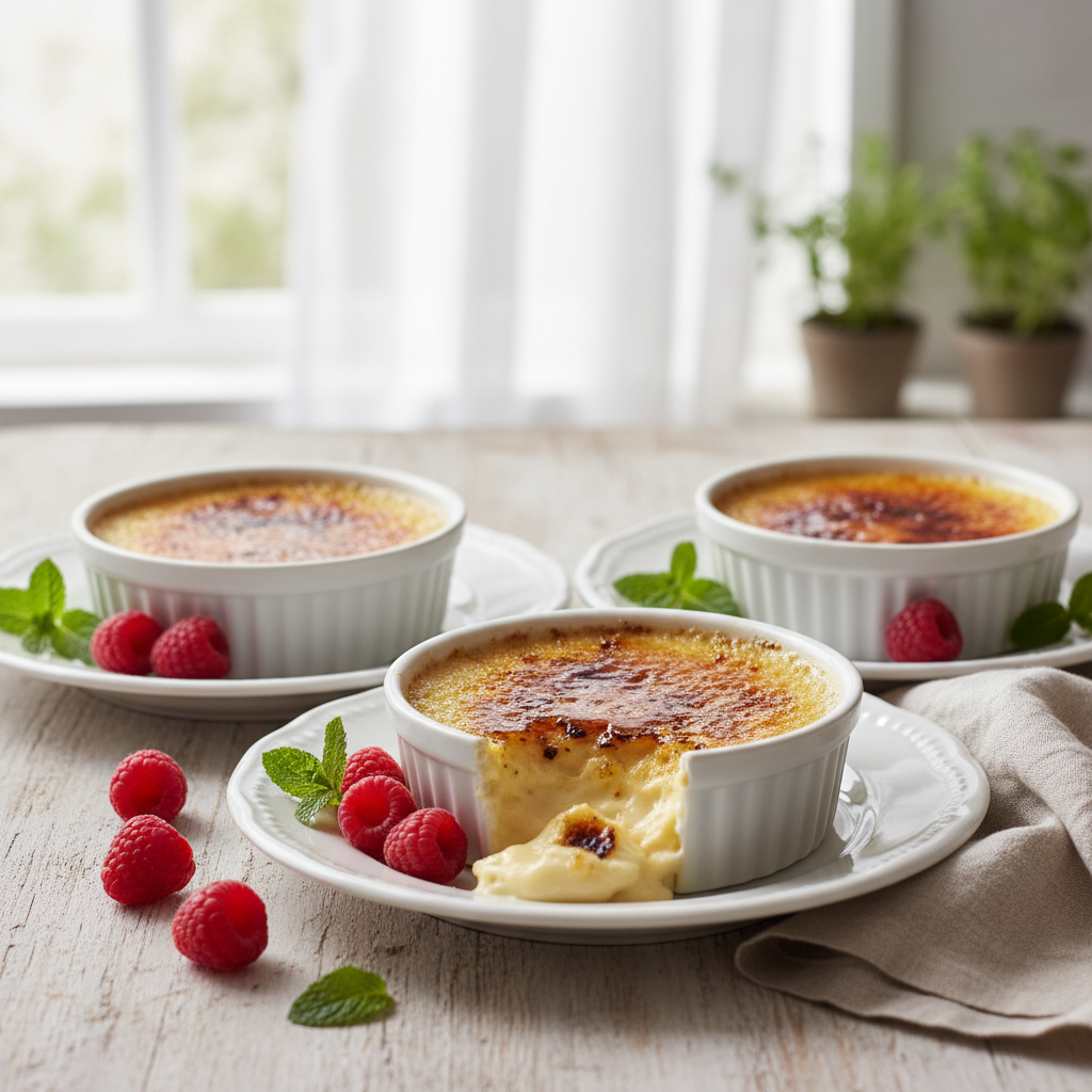 Photo de Recette des crèmes brûlées onctueuses au sucre cassonade