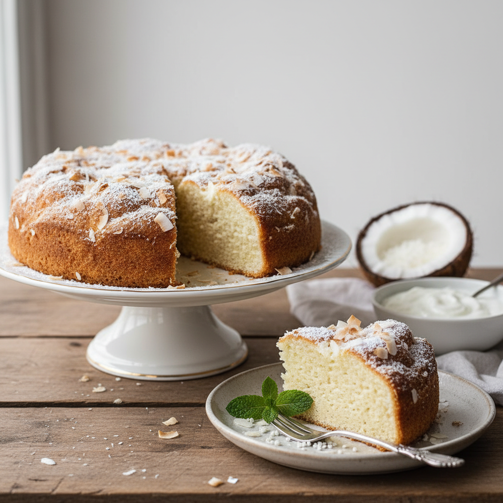 Photo de Recette de gâteau moelleux à la noix de coco et au yaourt