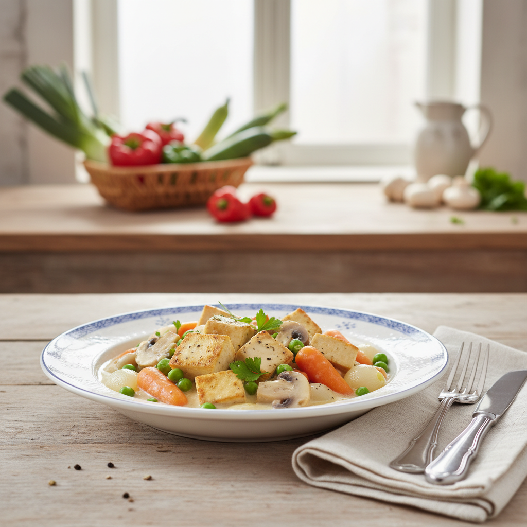 Photo de Recette de blanquette de tofu onctueuse aux légumes
