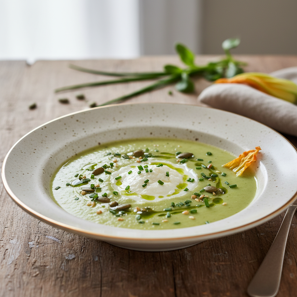 Photo de Recette de velouté de courgettes onctueux au fromage frais