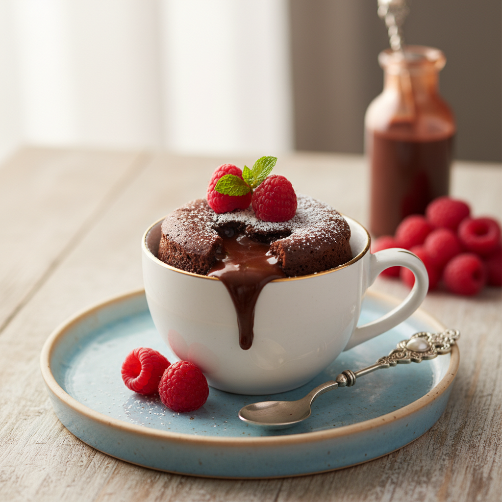 Photo de Recette de mug cake au chocolat fondant et express