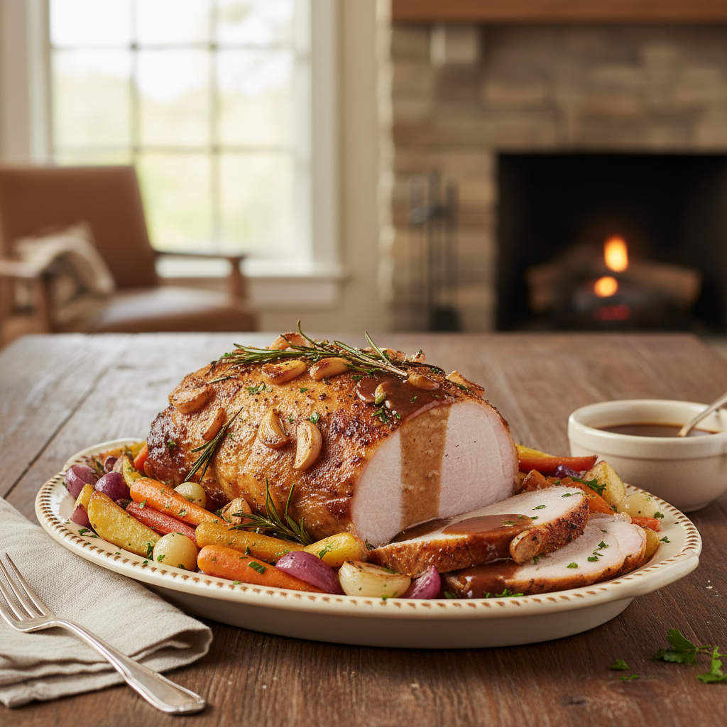 Photo de Recette de rôti de porc au four à l'ancienne et ail