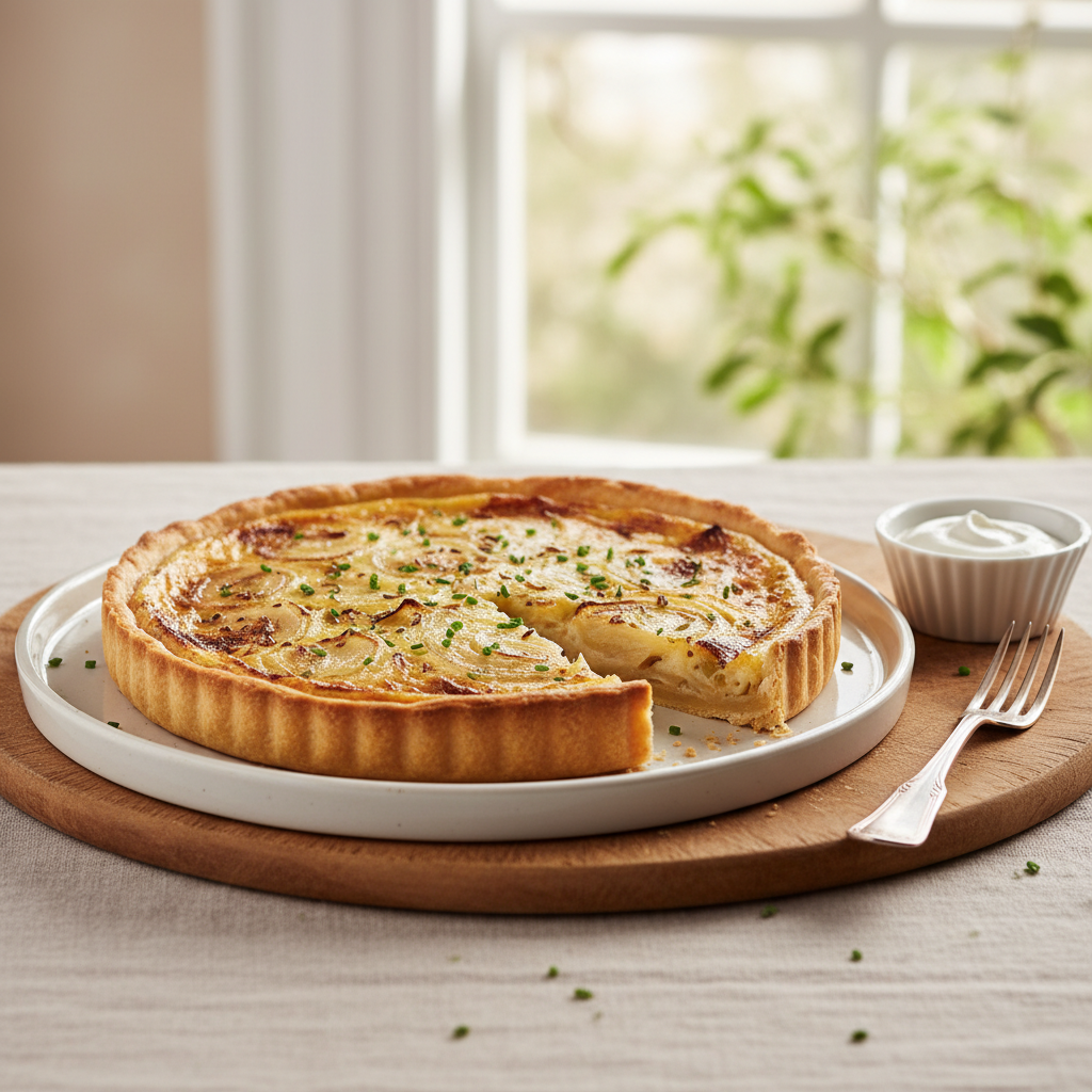 Photo de Recette de la tarte à l'oignon fondante à l'alsacienne