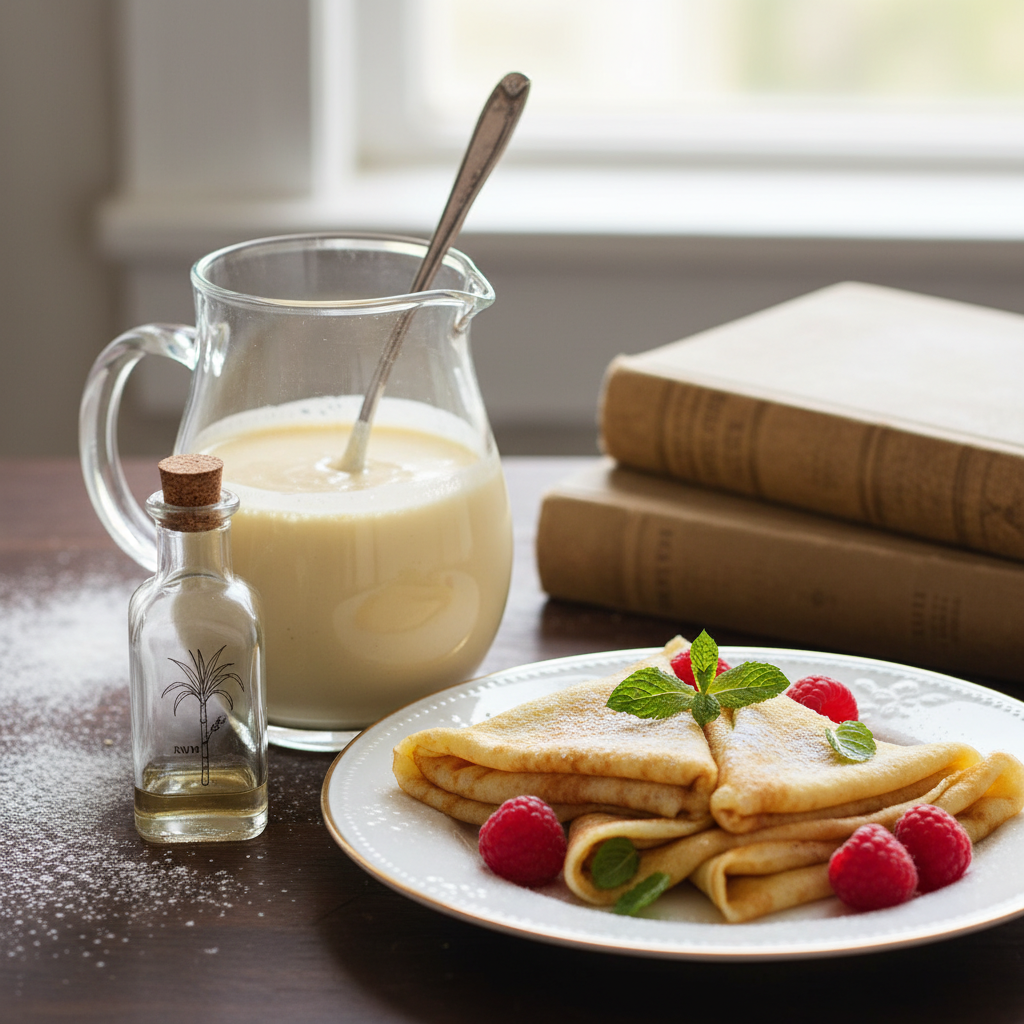 Photo de Recette de pâte à crêpes soyeuse parfumée au rhum