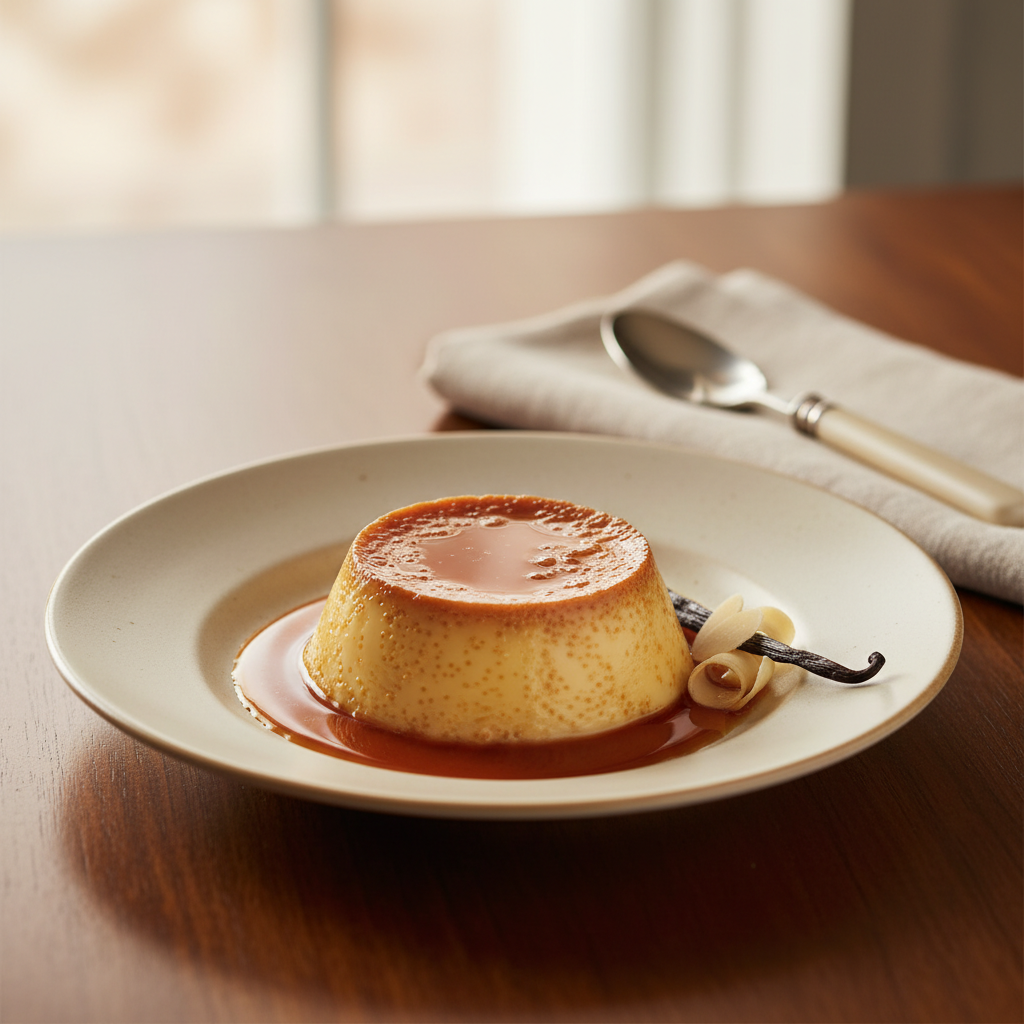 Photo de Recette du flan au caramel traditionnel à la vanille