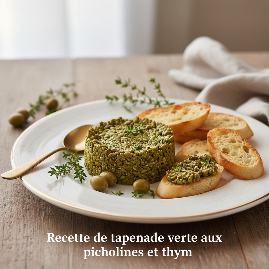 Photo de Recette de tapenade verte aux picholines et thym