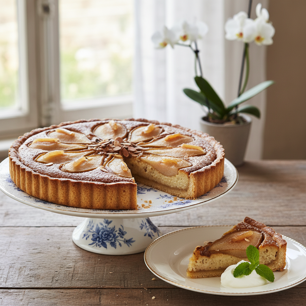 Photo de Recette de la tarte Bourdaloue aux poires et amandes